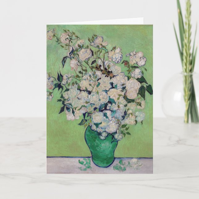 Tarjeta Vincent van Gogh - Rosas (Anverso)