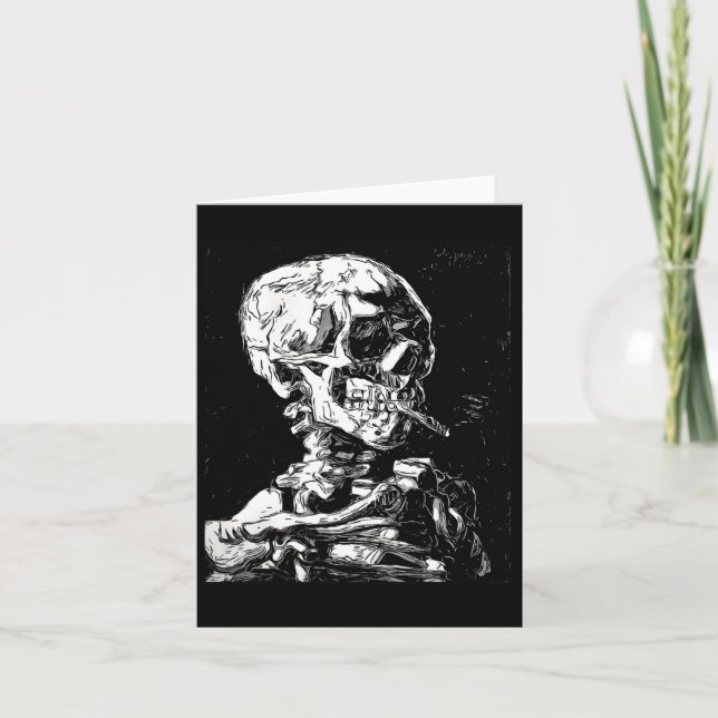 Tarjeta Vincent Van Gogh Skull Con Cigarette Skeleton Hal (Anverso)