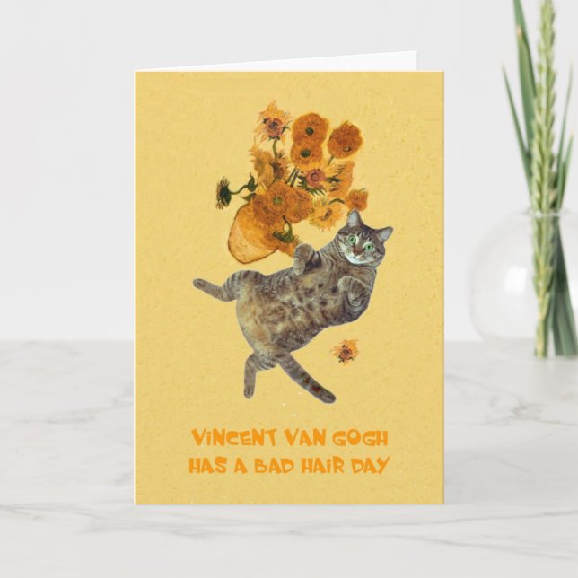 Tarjeta Vincent Van Gogh tiene un día de mal cabello (Anverso)