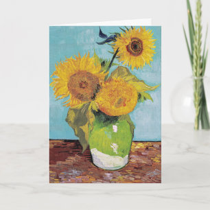 Tarjeta Vincent Van Gogh - Tres Girasoles en un Jarrón