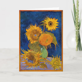 Tarjeta Vincent van Gogh - Vase con cinco girasoles