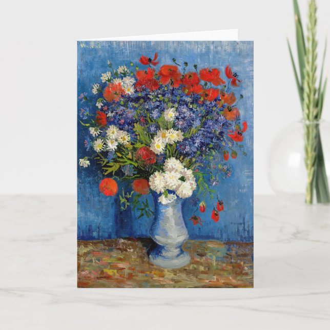 Tarjeta Vincent van Gogh - Vase con Cornflowers & Poppies (Anverso)