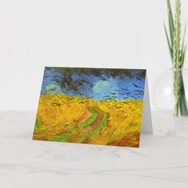 Tarjeta Vincent van Gogh Wheat Field with Crows (Anverso)