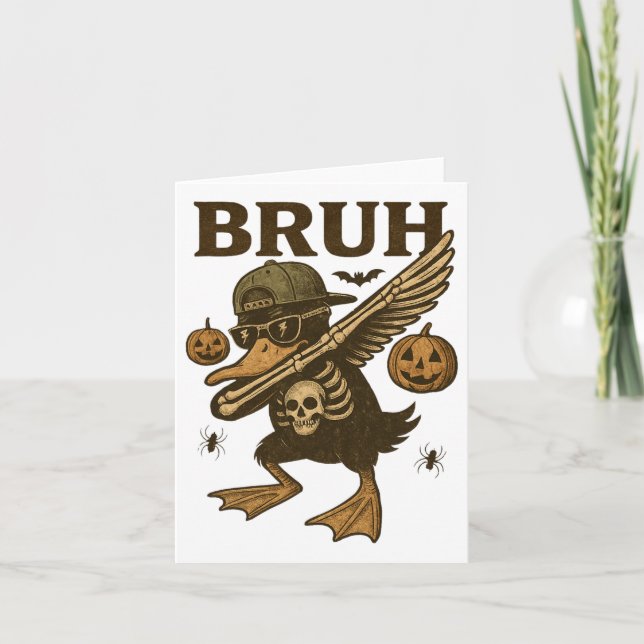 Tarjeta Viñeta Bruh Halloween Skeleton Funny Halloween Si (Anverso)