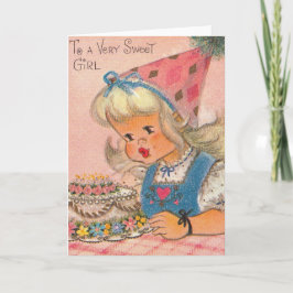 Tarjeta Viñeta de los años 60 a un muy dulce Chica feliz c