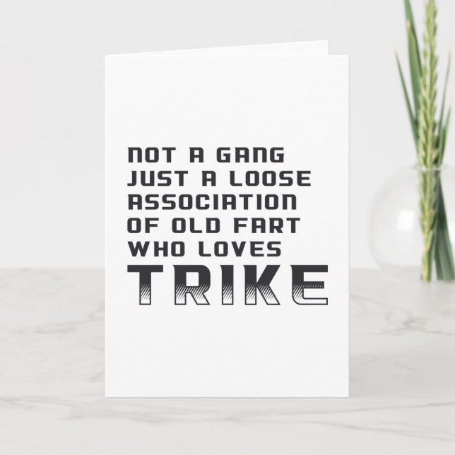 Tarjeta Viñeta divertida en el triciclo del motor del moto (Anverso)