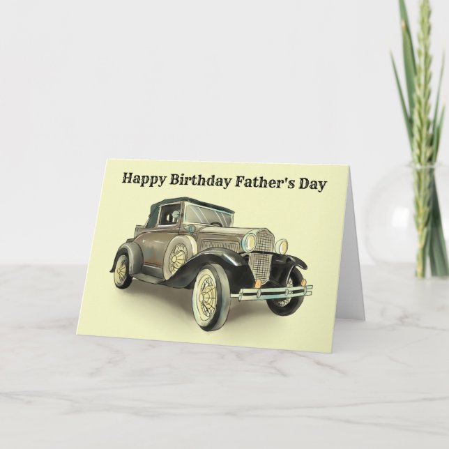 Tarjeta Viñeta Edición de coche Texto Padre Día de Cumplea (Anverso)