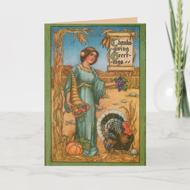 Tarjeta Viñeta Lady con Cornucopia (Anverso)