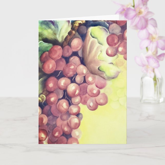 Tarjeta Vineyard Grapes Watercolor Greeting Card | Wine  (Orquídea)