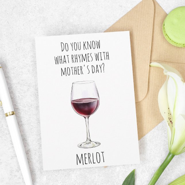 Tarjeta Vino Amante Tinto Merlot Día de la Madre (Subido por el creador)