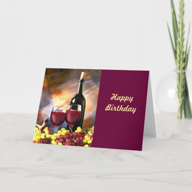 Tarjeta Vino antes y después del cumpleaños (Anverso)