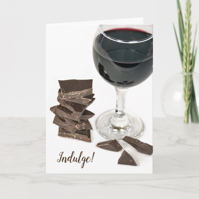 Tarjeta vino cumpleaños-rojo y chocolate oscuro (Anverso)