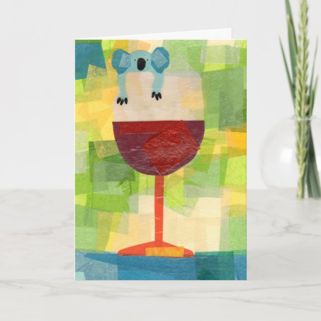 Tarjeta Vino de la koala con el mensaje (Anverso)