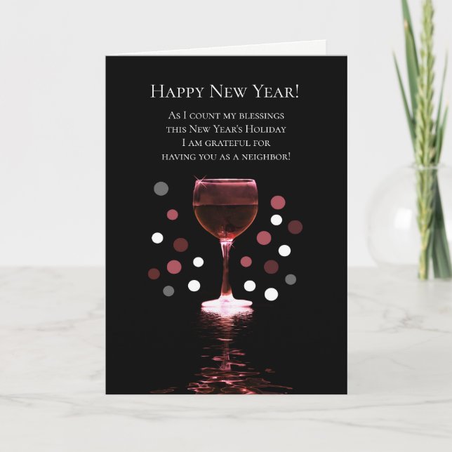 Tarjeta Vino Feliz Año Nuevo Gracioso (Anverso)