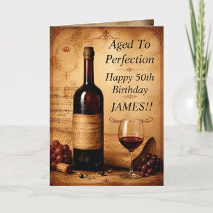 Tarjeta Vino Personalizado Envejecido a la Perfección Feli