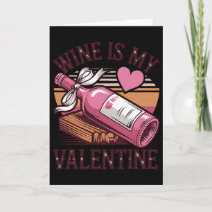 Tarjeta Vino Retro Es Mi San Valentín Divertido Beber Vino