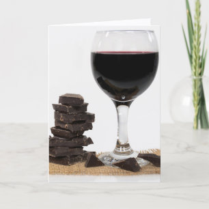 Tarjeta Vino Tinto de Cumpleaños y Chocolate Negro