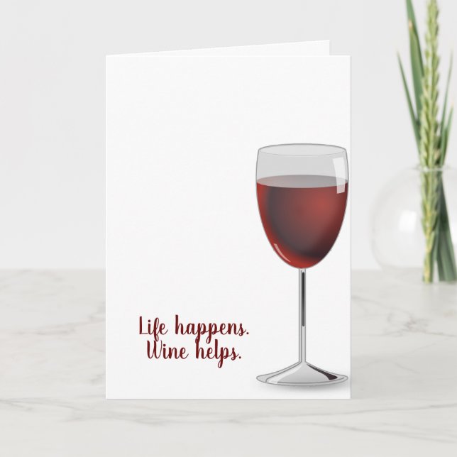 Tarjeta vino tinto en cumpleaños blanco (Anverso)