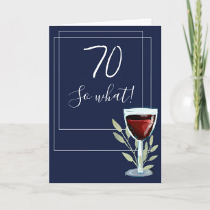 Tarjeta Vino Tinto Inspirador Azul Marino 70 Cumpleaños