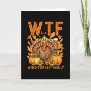 Tarjeta Vino Turco Familia Calabaza Hojas Otoño Gracias