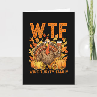 Tarjeta Vino Turco Familia Calabaza Hojas Otoño Gracias