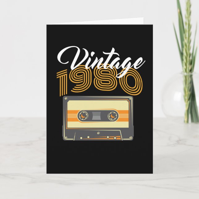 Tarjeta Vintage 1980 Music Cassette Birthday (Anverso)