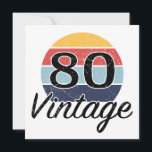 Tarjeta Vintage 80th Birthday Sunset<br><div class="desc">Un diseño de cumpleaños hito con un atardecer de color retro vintage que tiene un efecto falso angustiado.</div>