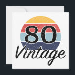 Tarjeta Vintage 80th Birthday Sunset<br><div class="desc">Un diseño de cumpleaños hito con un atardecer de color retro vintage que tiene un efecto falso angustiado.</div>