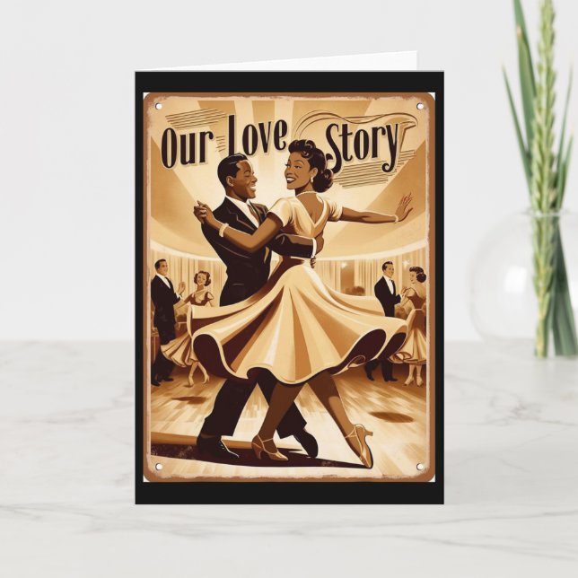 Tarjeta Vintage African American Couple Dancing Valentine  (Anverso)