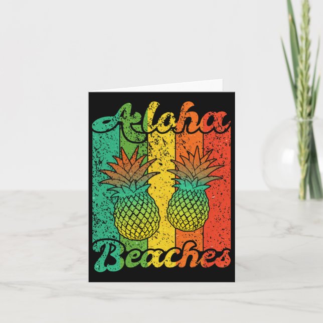 Tarjeta Vintage Aloha Beach Pineapple Hawaiin (Anverso)