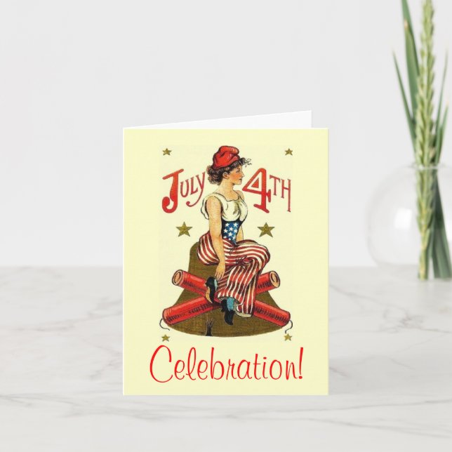 Tarjeta Vintage Americana 4 de Julio! (Anverso)