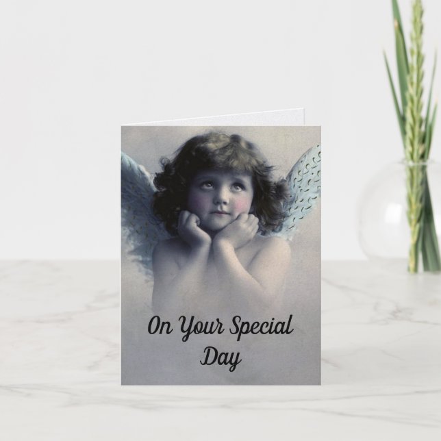 Tarjeta Vintage Angel Birthday Greeting Card (Anverso)