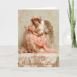 Tarjeta Vintage Angel of Roses Valentine`s Day