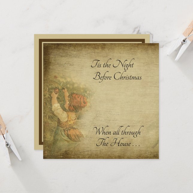 Tarjeta Vintage angustiado esta noche antes de los Navidad (Anverso/Reverso In Situ)