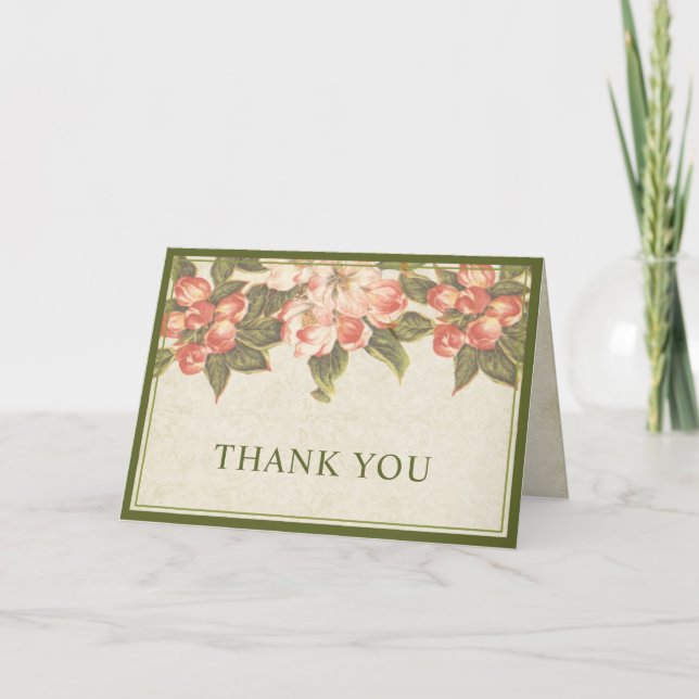Tarjeta Vintage Apple Blossom Gracias (Anverso)