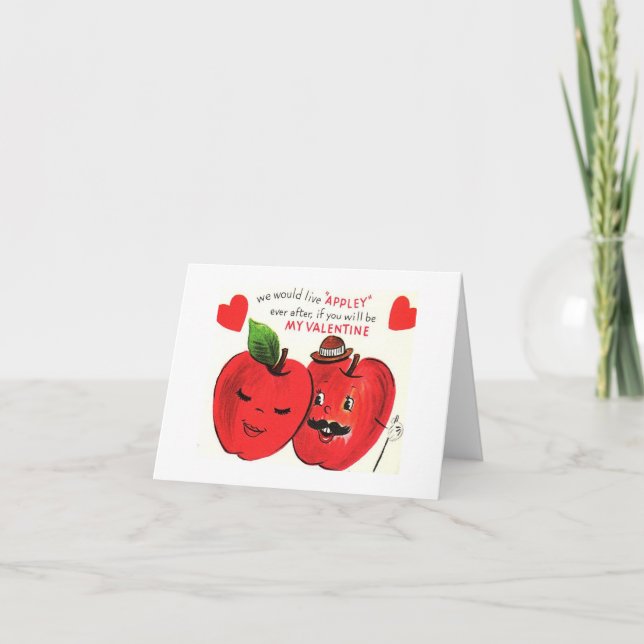 Tarjeta Vintage Apple Couple Valentine (Anverso)