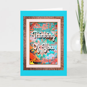 Tarjeta Vintage Aqua Blue Thinking of You Greaming Card