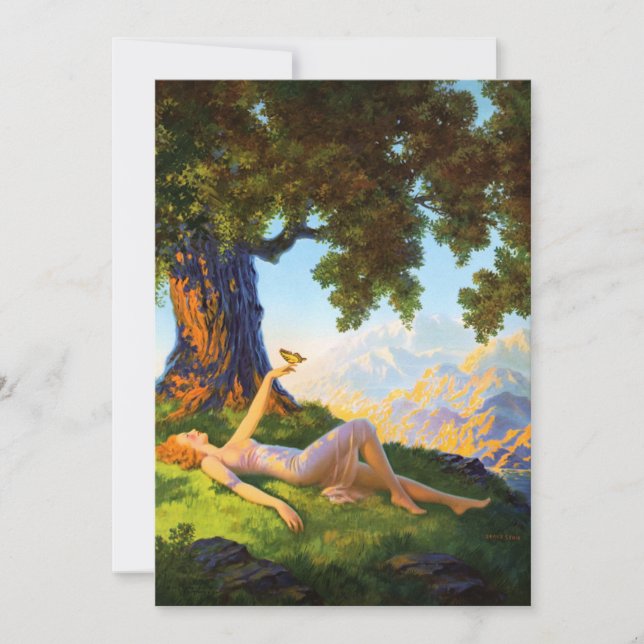 Tarjeta Vintage Art Déco Mujer Con Mariposa (Anverso)