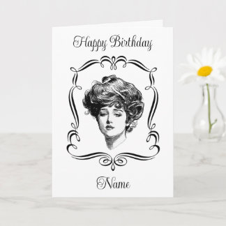 Tarjeta Vintage Art Gibson Chica Cumpleaños Personalizado