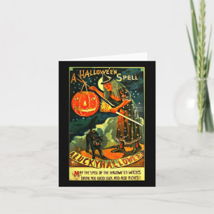 Tarjeta Vintage Art Retro Halloween Witch