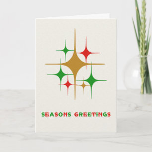 Tarjeta Vintage Atomic 1950 Seasons Saluda a los Navidades