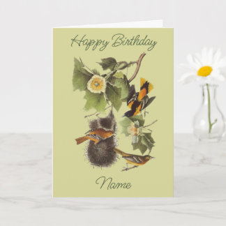 Tarjeta Vintage Audubon Bird Oriole Personalizado Cumpleañ