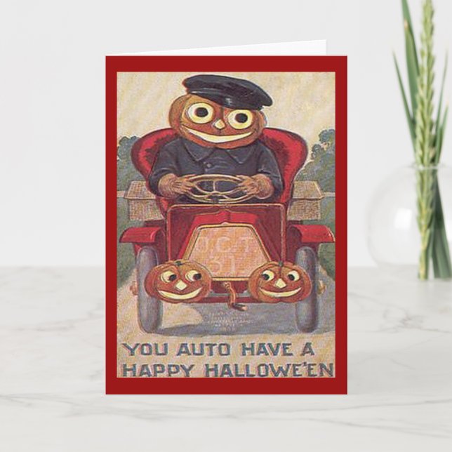Tarjeta Vintage Auto Halloween (Anverso)