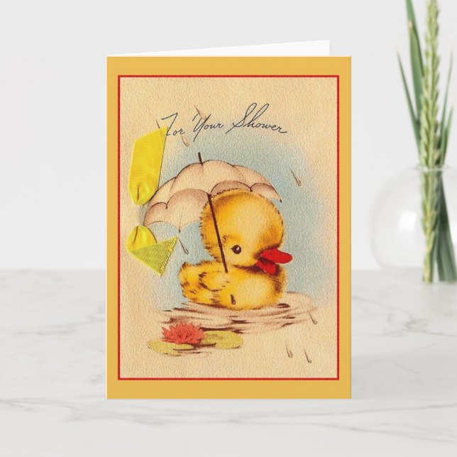 Tarjeta Vintage Baby Shower Greeting Card (Anverso)
