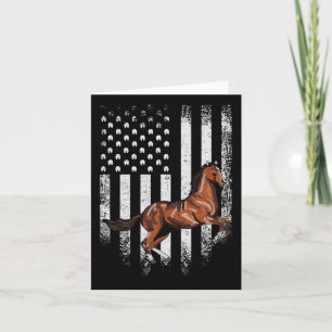 Tarjeta Vintage Bandera Estadounidense Toroughbred Horseb