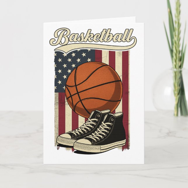 Tarjeta Vintage Basketball USA Flag Retro Sneaker Design (Anverso)