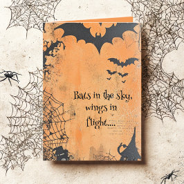 Tarjeta Vintage Bats en Halloween