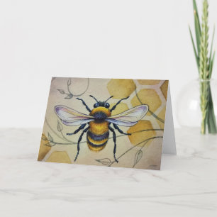 Tarjeta Vintage Bee Nº 1 y Honeycomb Watercolor Art