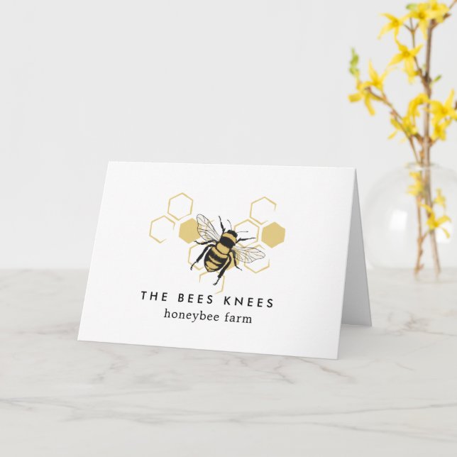Tarjeta Vintage Beekeeping & Honeybee Farm Business (flor amarilla)