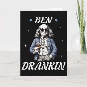 Tarjeta Vintage Ben Bebiendo Divertido 4 De Julio Bebiendo